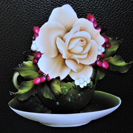Floral Teacup & Saucer Decoupage Sheet - The Winter Rose by Davina Rundle