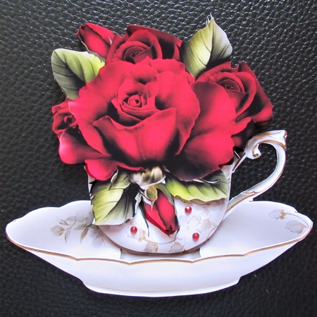 Floral Teacup & Saucer Decoupage Sheet - Drama Roses by Davina Rundle