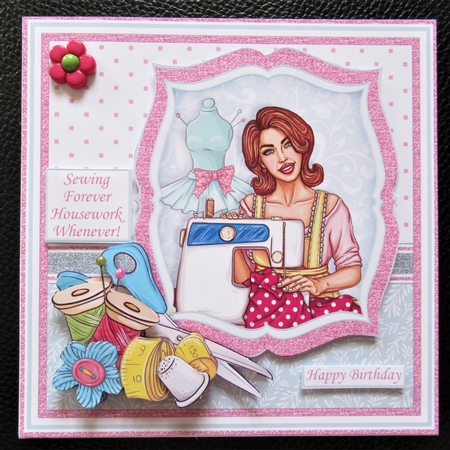 SEWING FOREVER HOUSEWORK WHENEVER Humorous 7.5 Decoupage Kit by Davina Rundle