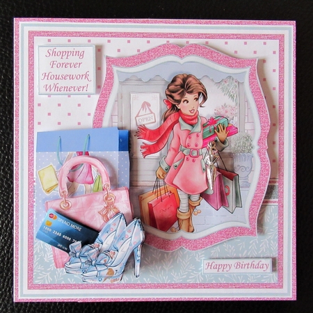 SHOPPING FOREVER HOUSEWORK WHENEVER Humorous 7.5 Decoupage Kit by Davina Rundle