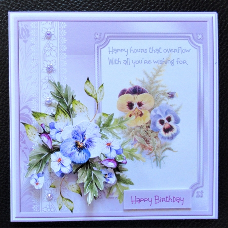 Pansy wishes 7x7 card by Davina Rundle