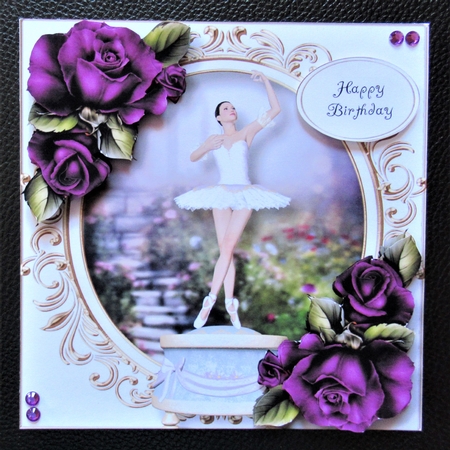 Ballerina Music Box With Purple Roses by Davina Rundle
