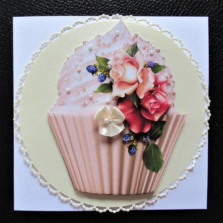Floral cupcake Decoupage Sheet - August Mood Roses by Davina Rundle