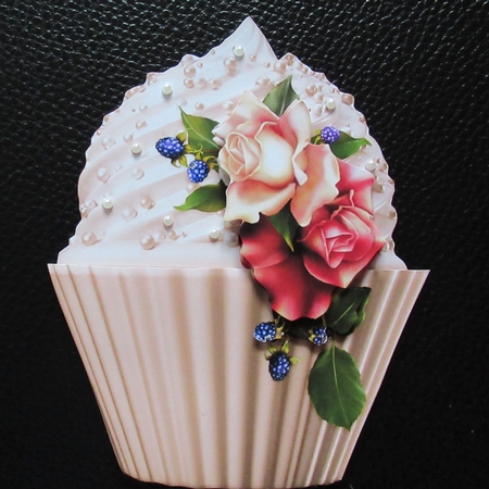 Floral cupcake Decoupage Sheet - August Mood Roses by Davina Rundle