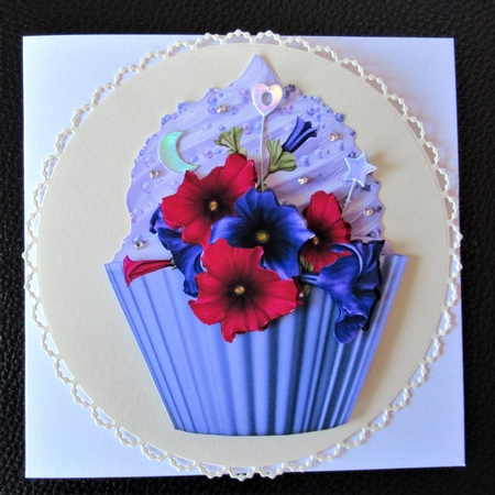 Floral cupcake Decoupage Sheet - Petunias by Davina Rundle