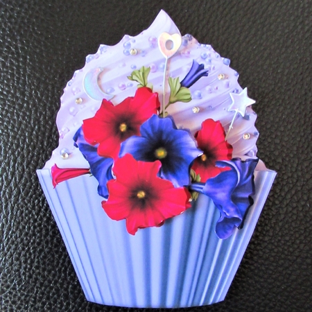 Floral cupcake Decoupage Sheet - Petunias by Davina Rundle