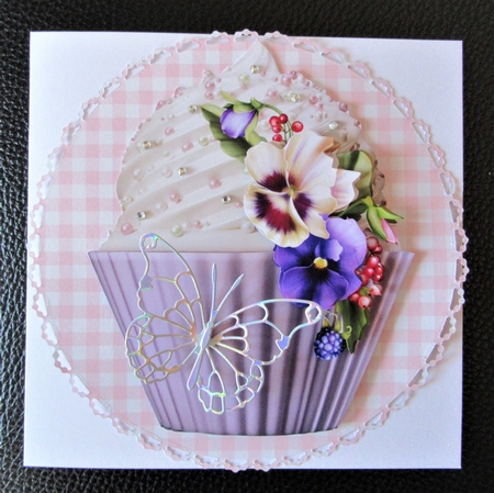 Floral cupcake Decoupage Sheet - Pansy Riot by Davina Rundle