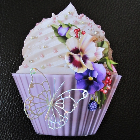 Floral cupcake Decoupage Sheet - Pansy Riot by Davina Rundle