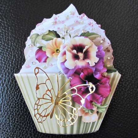 Floral cupcake Decoupage Sheet - Muted pansies by Davina Rundle