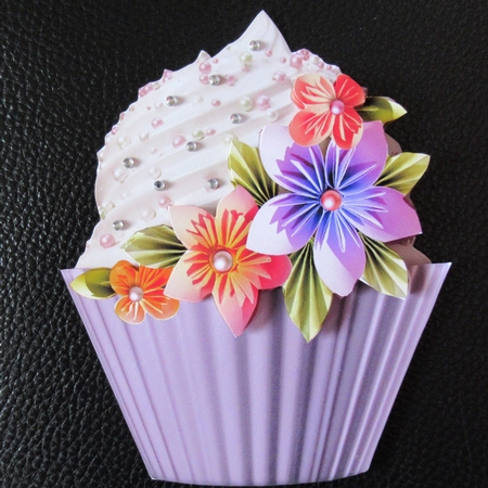 Floral Cupcake Decoupage Sheet - origami & Pearls by Davina Rundle
