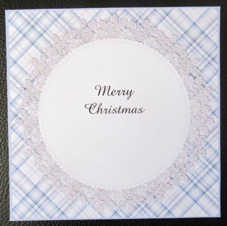 7X7 CHRISTMAS INSERT - BLUE AND WHITE TARTAN AND LACE 1 by Davina Rundle