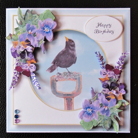 Garden Bird & Wildflowers - Black Bird by Davina Rundle