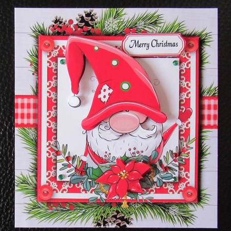 Gorgeous Gnome In Holly Frame 8x8 by Davina Rundle