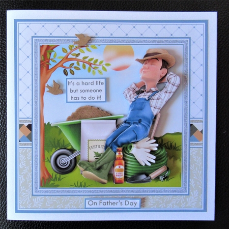 GARDENER ITS A HARD LIFE Humorous 7.5 Decoupage Card Kit by Davina Rundle