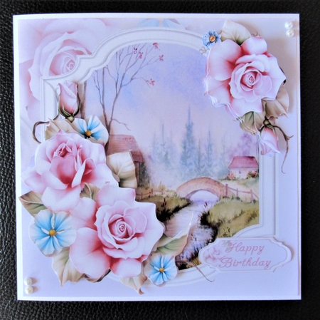 8x8 Cool roses with water colour scene mini kit by Davina Rundle
