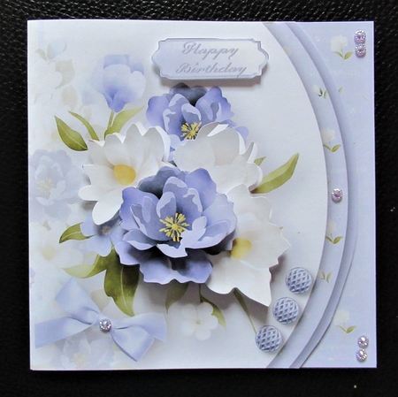 Lilac and Cream Posy - Rounded Offset Card Mini Kit by Davina Rundle