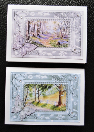 Summer Day and Bluebell wood. 2 Butterfly framed card toppers by Davina Rundle