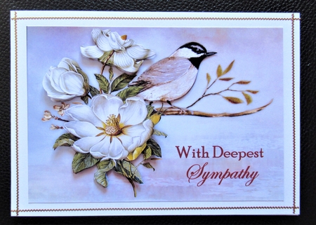 Vintage Bird & Wild Roses Sympathy Topper A5 Blue by Davina Rundle
