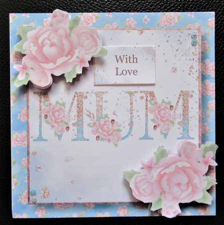 Pretty Pink Roses & Glitter - Mum by Davina Rundle