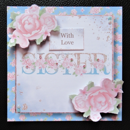 Pretty Pink Roses & Glitter - Sister by Davina Rundle