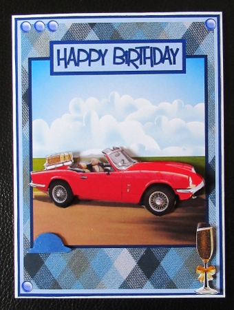Birthday greeting card with Triumph machine, also Fathers day card by Davina Rundle