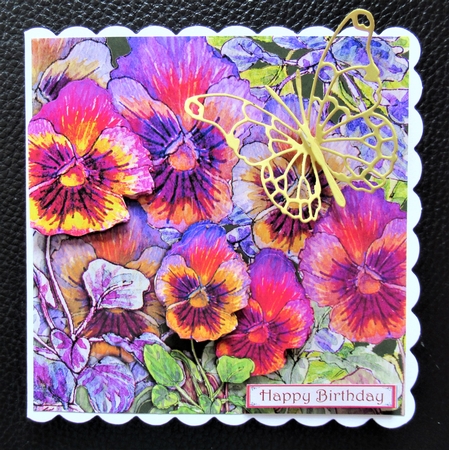 7x7 inch square pansy medley decoupage card Featured Gallery Photo