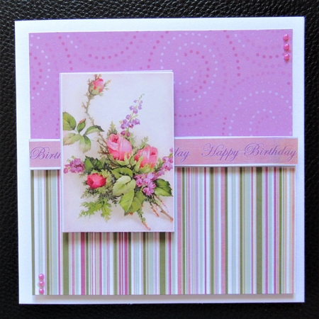 Rose Bouquet Happy Birthday 6inch Split Decoupage Topper by Davina Rundle