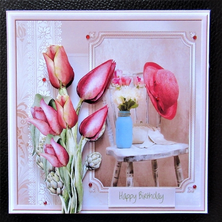 Summer days and tulips 7x7 card by Davina Rundle