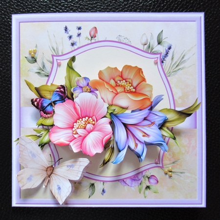 Florals and butterfly 7x7 card by Davina Rundle