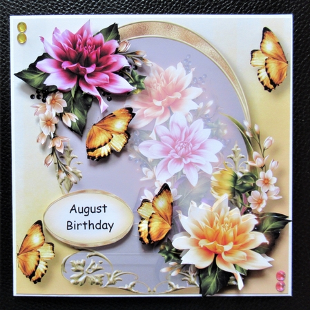 Golden Arched Frame - Dahlias by Davina Rundle