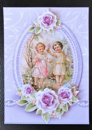 Cherubs Floral 6x8 Card Front- (1) by Davina Rundle