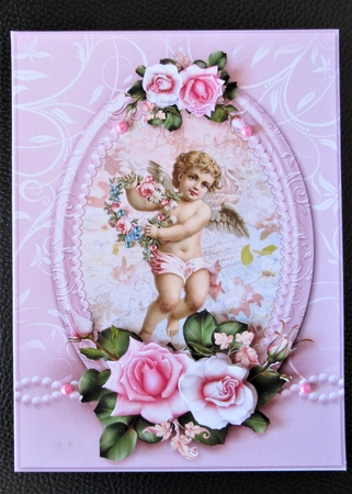 Cherubs Floral 6x8 Card Front- (2) by Davina Rundle