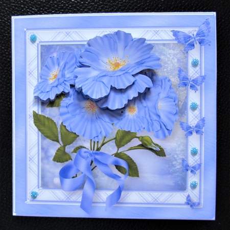 Periwinkle Posy Decoupage Card Front by Davina Rundle