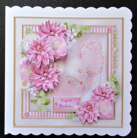 Pink and Pretty Decoupage Card Front by Davina Rundle