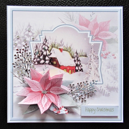 House in the snow 7x7 card by Davina Rundle