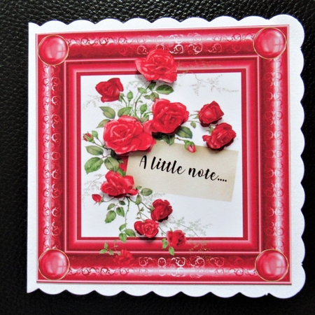 3 Red framed roses card fronts/toppers by Davina Rundle