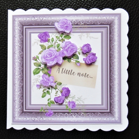 3 Lilac framed roses card fronts/toppers by Davina Rundle