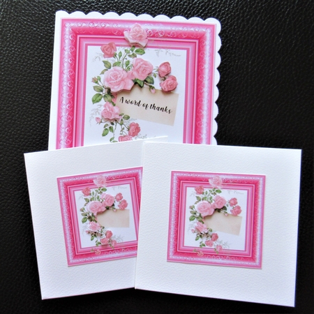 3 Pink framed roses card fronts/toppers  by Davina Rundle
