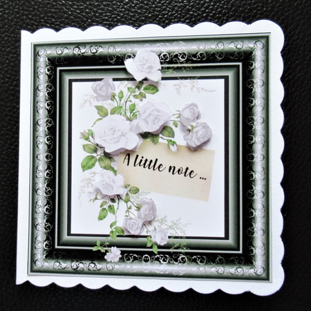 3 Black/white framed roses card fronts/toppers by Davina Rundle