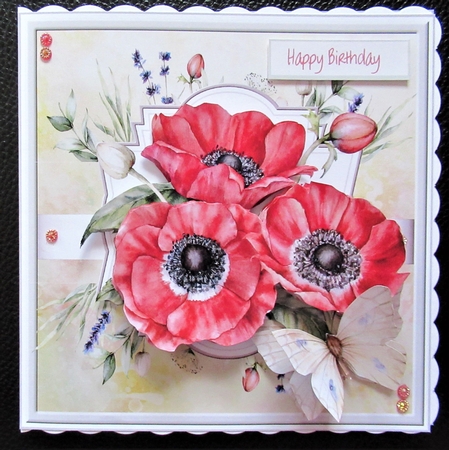 Anemone flowers 7x7 card by Davina Rundle
