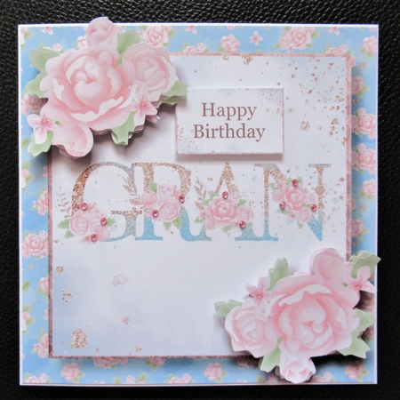 Pretty Pink Roses & Glitter - Gran by Davina Rundle
