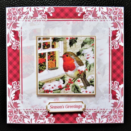 Christmas Vintage Robins Lace Filigree Topper 2 by Davina Rundle