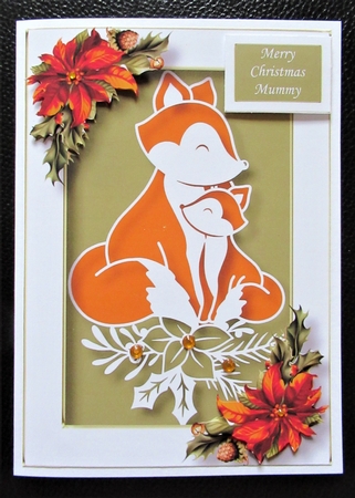 Christmas Faux Paper Cut - Mummy & Baby Fox A5 by Davina Rundle