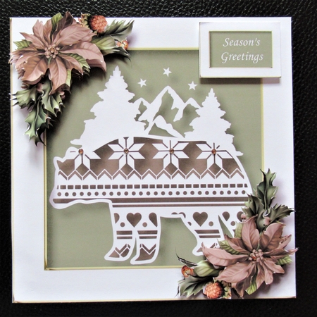 Christmas Faux Paper Cut - Patterned Bear by Davina Rundle