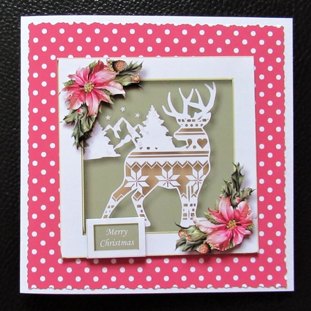 Christmas Faux Paper Cut - Patterned Stag 8x8 by Davina Rundle
