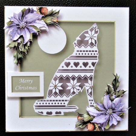 Christmas Faux Paper Cut - Patterned Wolf by Davina Rundle