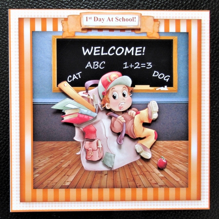 School Boy Off To School - Card Topper With Decoupage by Davina Rundle