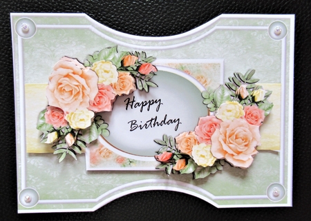 Shaped Card Yellow Roses Mini Kit A5 by Davina Rundle