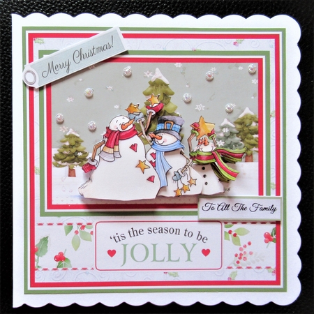 Snowmen hanging the stars 7x5x7x5 card by Davina Rundle