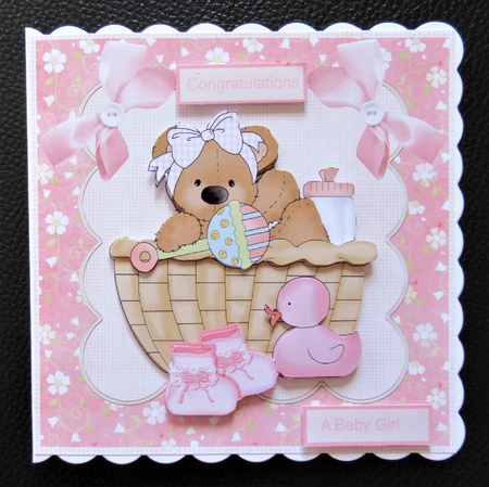Bear girl baby shower 6x6 card by Davina Rundle